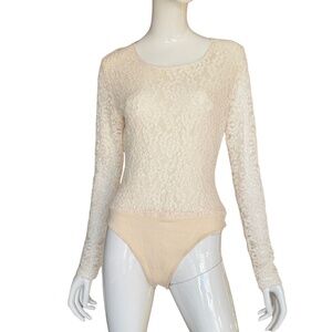 Ann Taylor (Original Ann Taylor) Ivory Lace Bodysuit Size Large